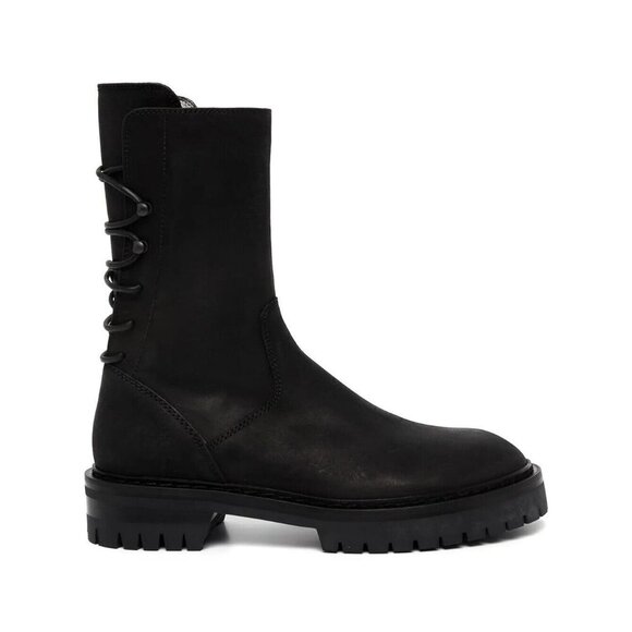 Ann Demeulemeester Louise Dusty Leather Combat Boots Size 37 7 Womens Black - Picture 1 of 13